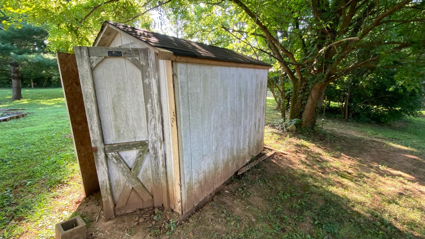 Weathered shed before rebuild